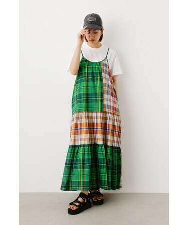 チェックキャミワンピース&TシャツSET