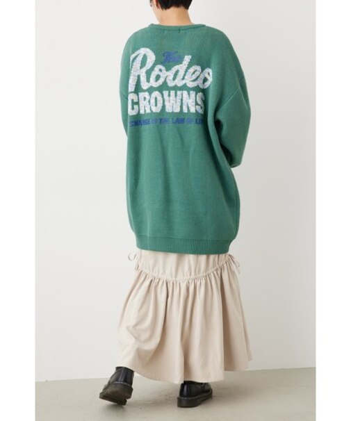 カラーミックス糸ジャガードロゴニットワンピース