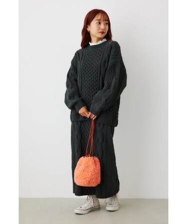 モールニットケーブルトップス