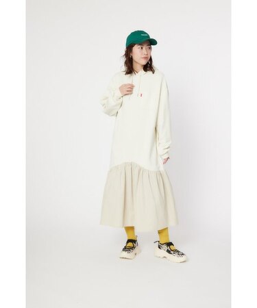 アシメギャザードッキングマキシワンピース