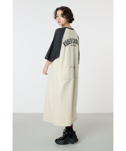 ラグランカラーステッチワンピース