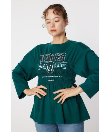 シャーリングプリントロングTシャツ
