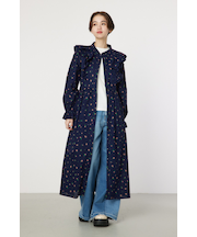 フラワーパターンフリルワンピース