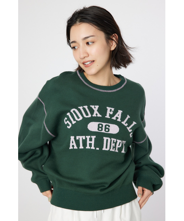 配色ステッチカレッジニットトップス