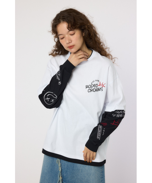 【UNISEX】フェイクレイヤードロングスリーブTシャツ
