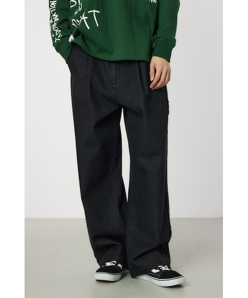 フリンジストレートデニムパンツ