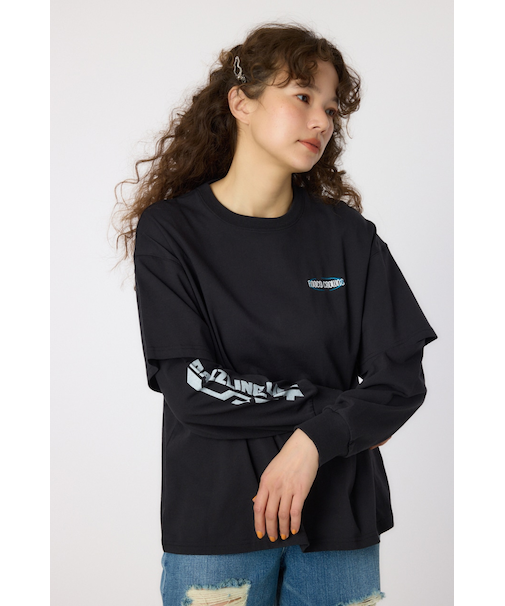 VintageフェイクレイヤードロングスリーブTシャツ