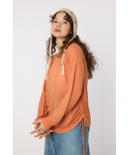 サイドシャーリングルーズトップス