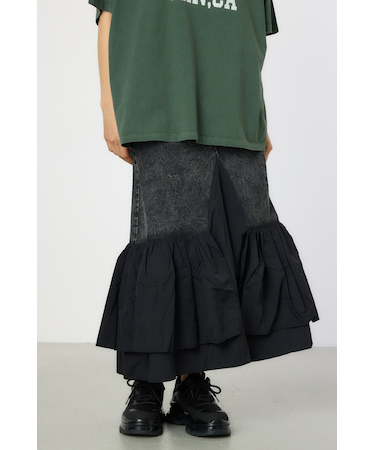 ケミカルデニム×ミリタリースカート