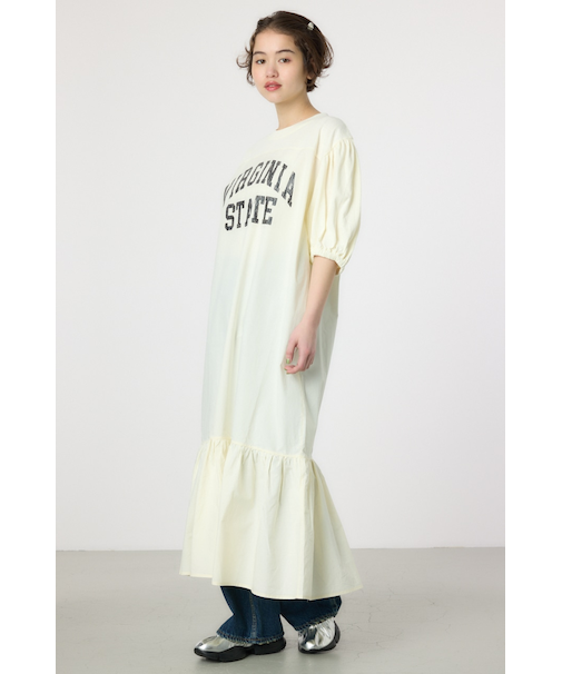 カレッジ 切替 パフスリーヴ ワンピース