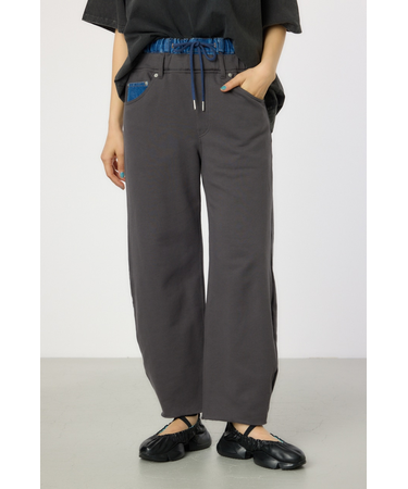 デニムウエスト スウェットワイドパンツ