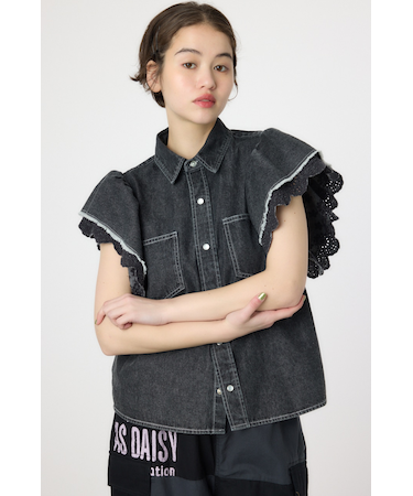 フリルレース デニムシャツ