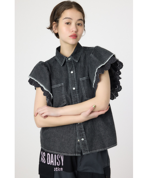 フリルレース デニムシャツ