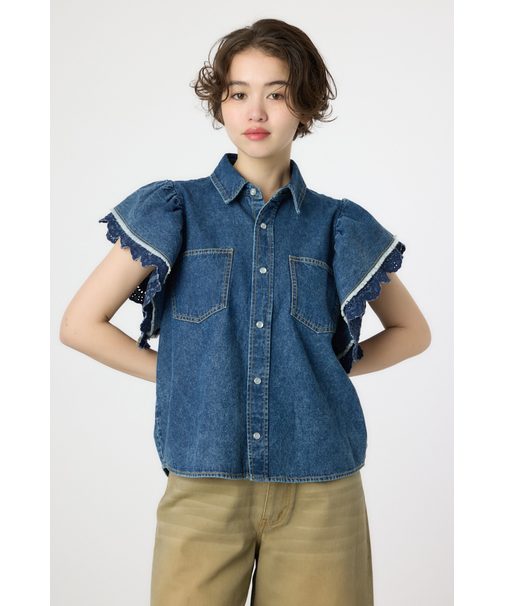 フリルレース デニムシャツ