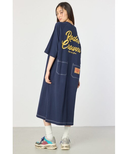 ラグランカラーステッチワンピース