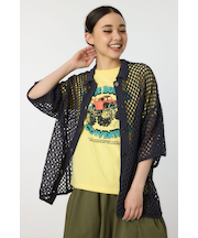 襟付きメッシュニットカーディガン