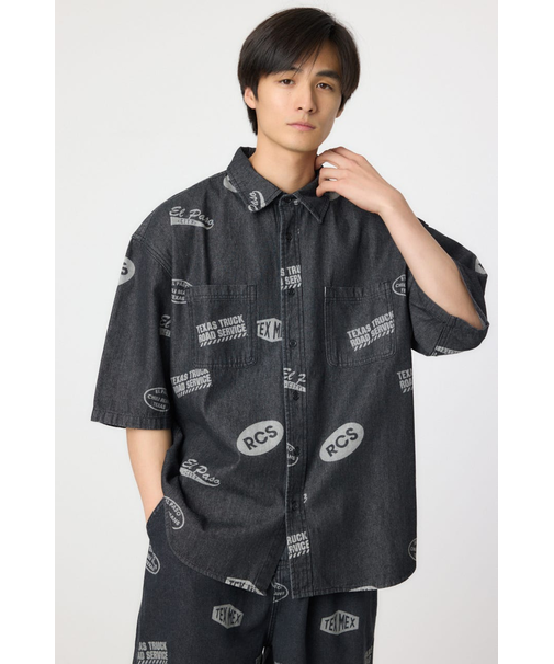 スタンプデニムシャツ