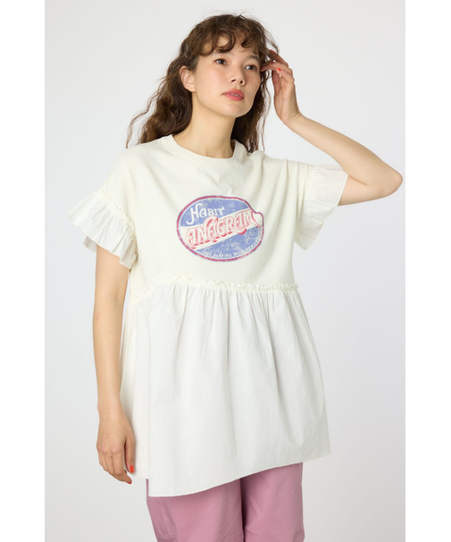 オーバルプリントドッキングフリルチュニック