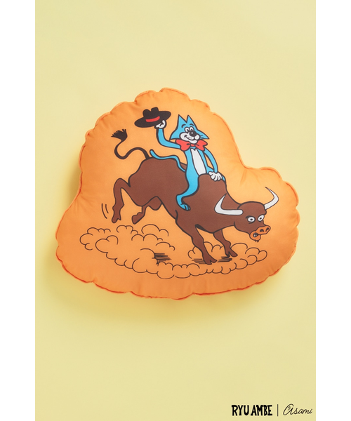【美品】リュウアンベ×ロデオクラウンズワイドボウル　コラボクッション　ブルー RODEO CROWNS WIDE BOWL | (Ryu Ambe)クッション (その他