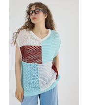 2WAY パッチワークニットベスト