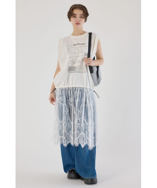 レースドッキングブラウジングワンピース