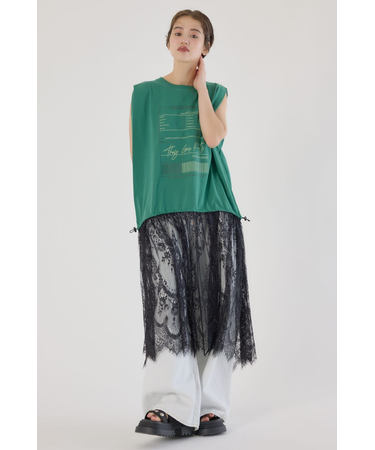 レースドッキングブラウジングワンピース