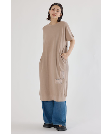 2way ワッフルコンビカットロングワンピース