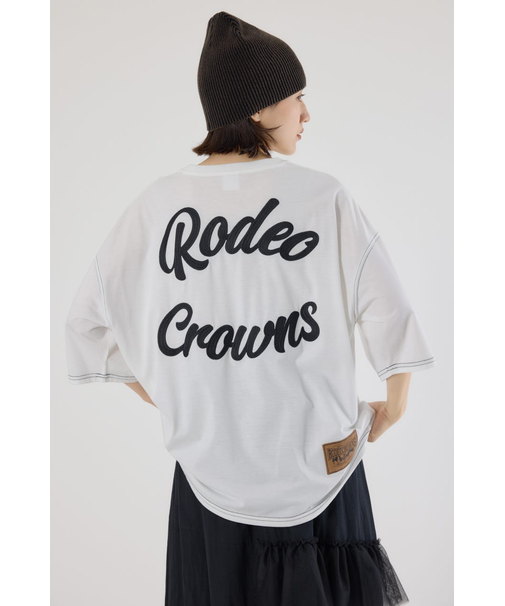 カラーステッチVネック5分袖Tシャツ
