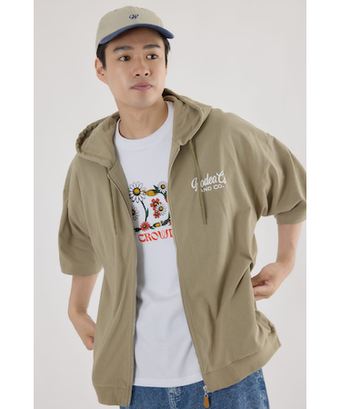ハーフスリーブロゴZIPパーカー