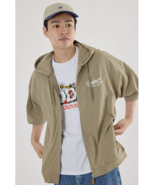ハーフスリーブロゴZIPパーカー