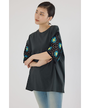 FLOWERクロシェドッキングTシャツ