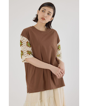 FLOWERクロシェドッキングTシャツ