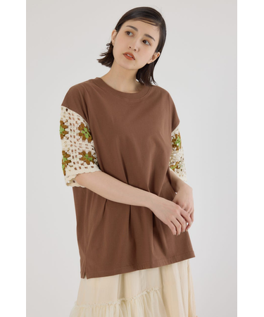 FLOWERクロシェドッキングTシャツ
