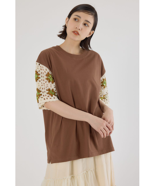 FLOWERクロシェドッキングTシャツ