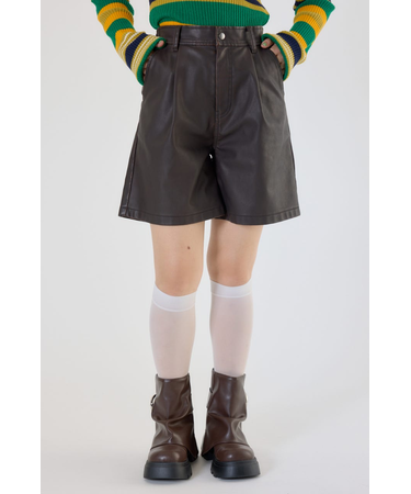 ヴィンテージフェイクレザーハーフパンツ
