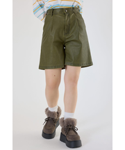 ヴィンテージフェイクレザーハーフパンツ