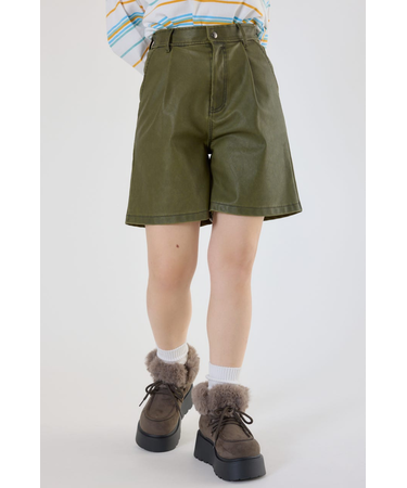 ヴィンテージフェイクレザーハーフパンツ