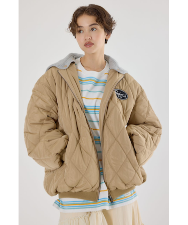 キルティングフードブルゾン