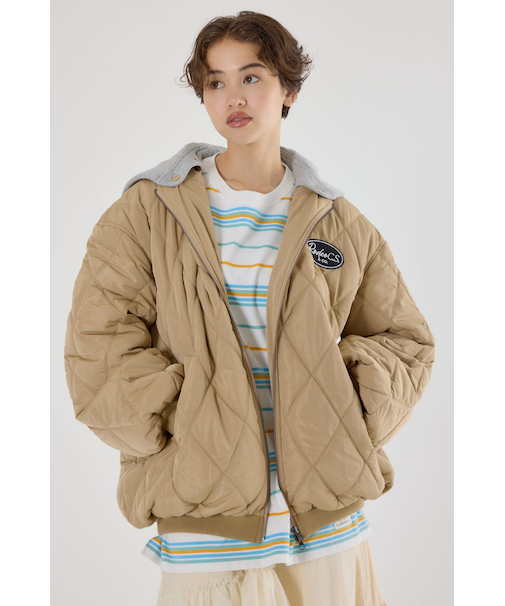 キルティングフードブルゾン