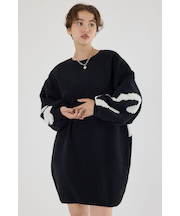 ロゴ2WAYモールニットワンピース