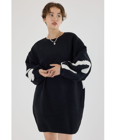 ロゴ2WAYモールニットワンピース