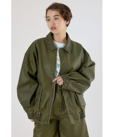 【UNISEX】ヴィンテージフェイクレザーブルゾン