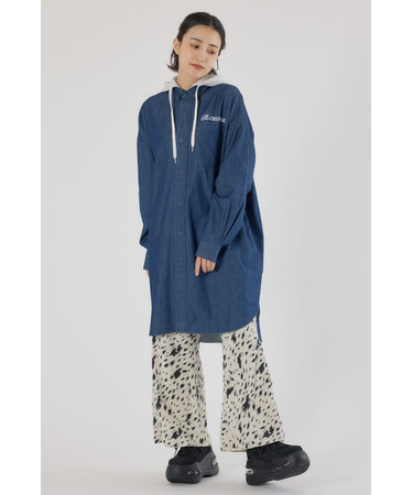 フード付きロゴシャツワンピース