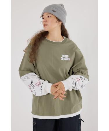 【UNISEX】オーバーロゴレイヤードロングスリーブTシャツ