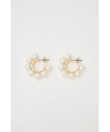 フェイクパールフープピアス