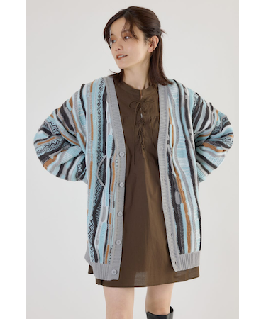 【UNISEX】3Dマルチカラーニットカーディガン