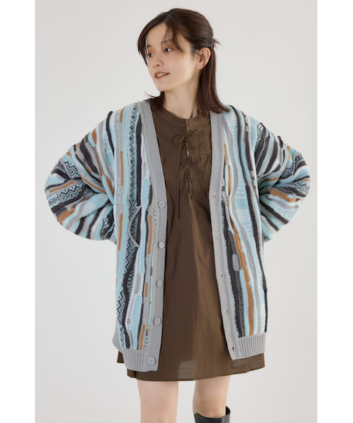 【UNISEX】3Dマルチカラーニットカーディガン