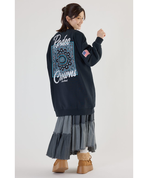 ロデオクラウンズ バンダナパッチスウェットワンピース（ブラック） バンダナパッチスウェットワンピース｜ロデオクラウンズ／ロデオ