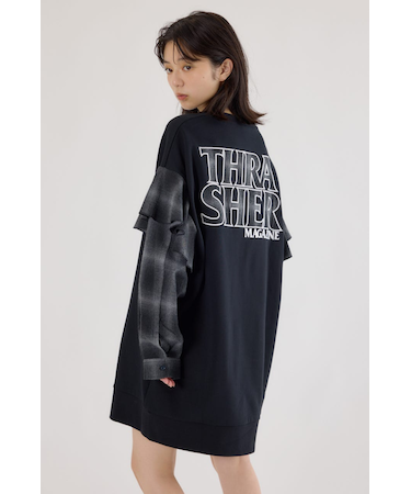 【UNISEX】(THRASHER) リメイクスウェットワンピース