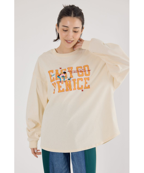 embroidery collegeロング Tシャツ